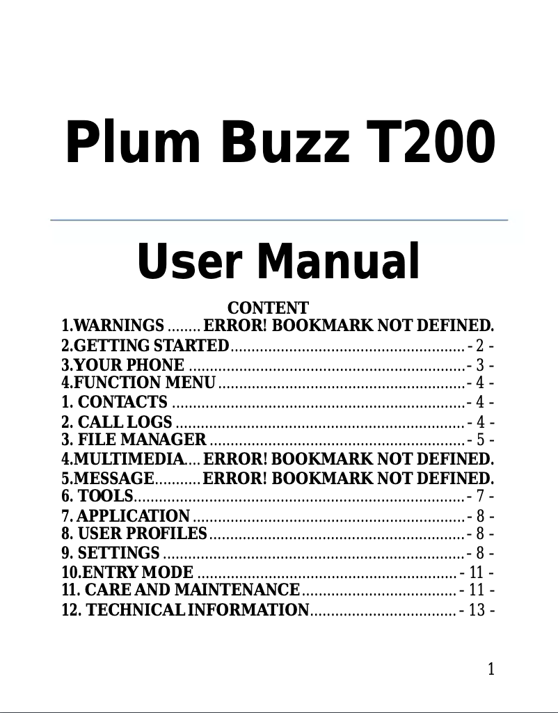 Página 1 del manual Manual de usuario Plum Buzz