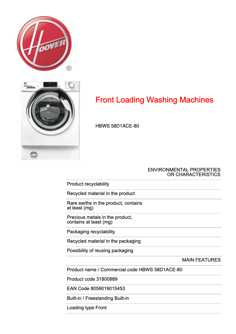 Image de la première page du manuel de l'appareil H-WASH 300 LITE HBWS 58D1ACE-80