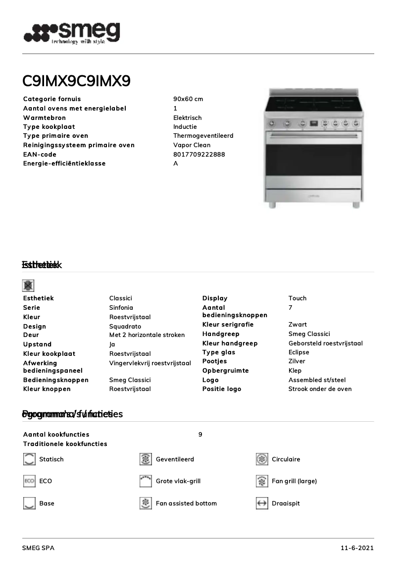 Page n°1 - Manuel utilisateur Smeg C9IMX9