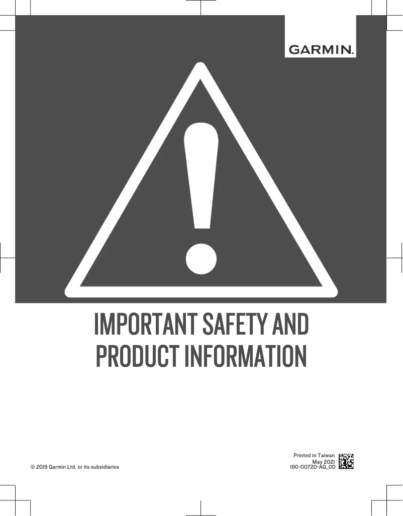 Page 1 de la notice Instructions de sécurité Garmin Montana 750i