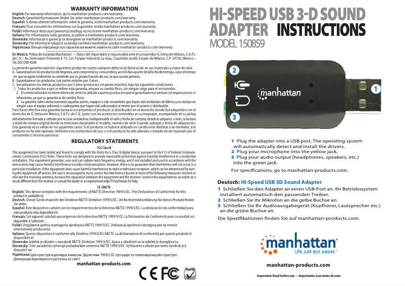 Página 1 del manual Manual de usuario Manhattan 150859