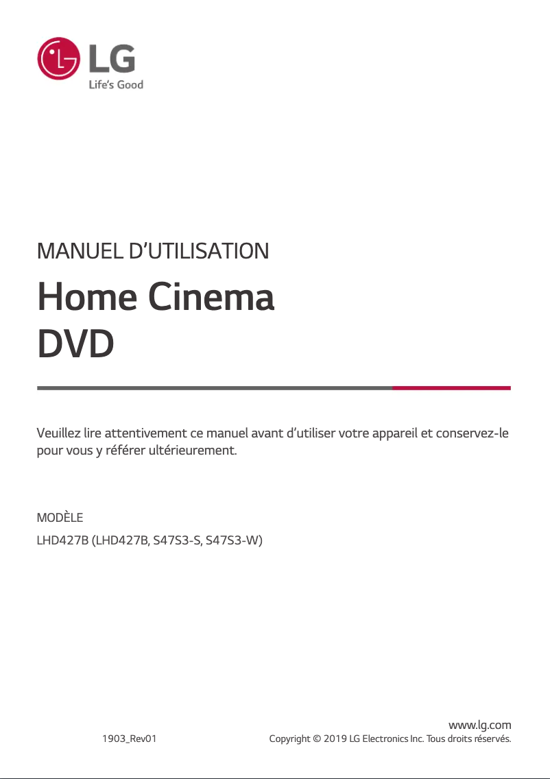 Page n°1 - Manuel utilisateur LG LHD457B