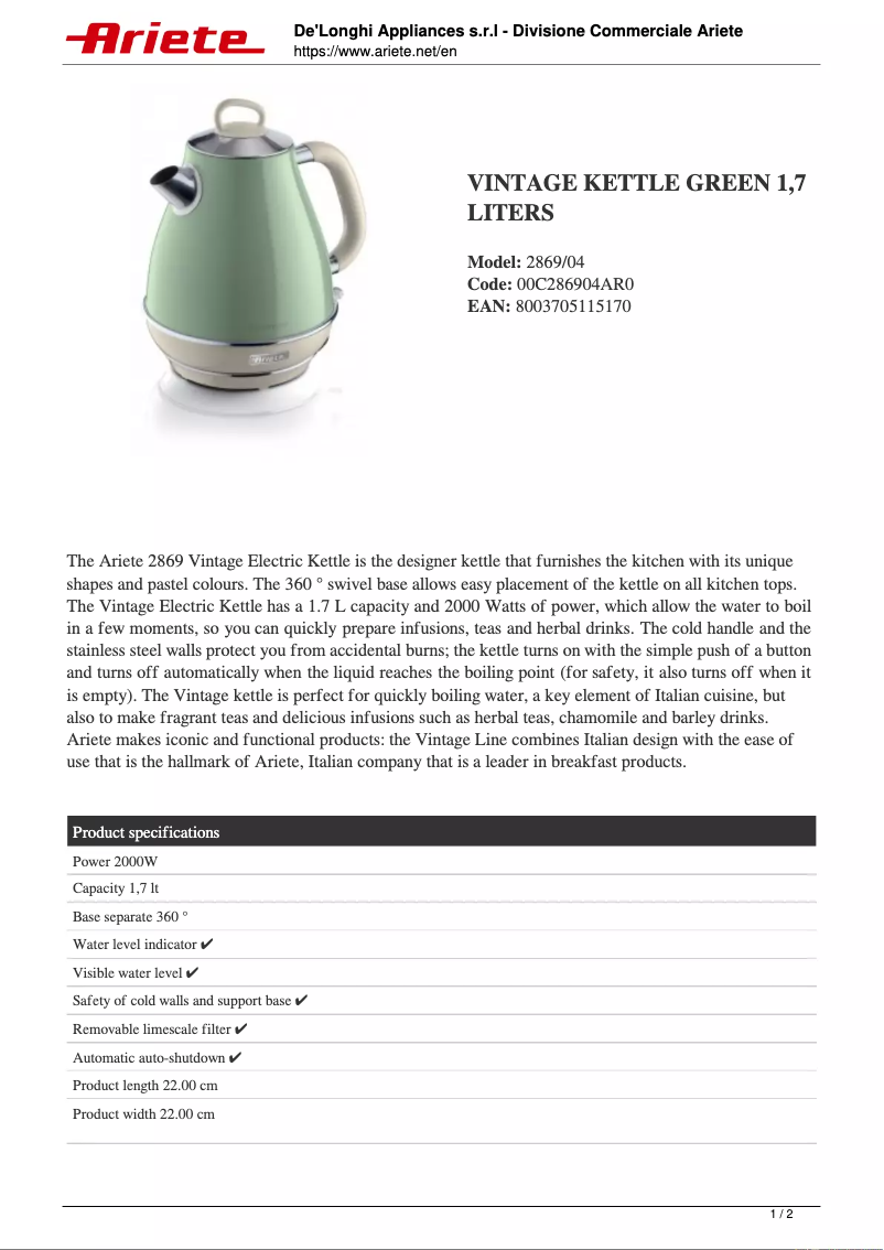 Image de la première page du manuel de l'appareil 2869