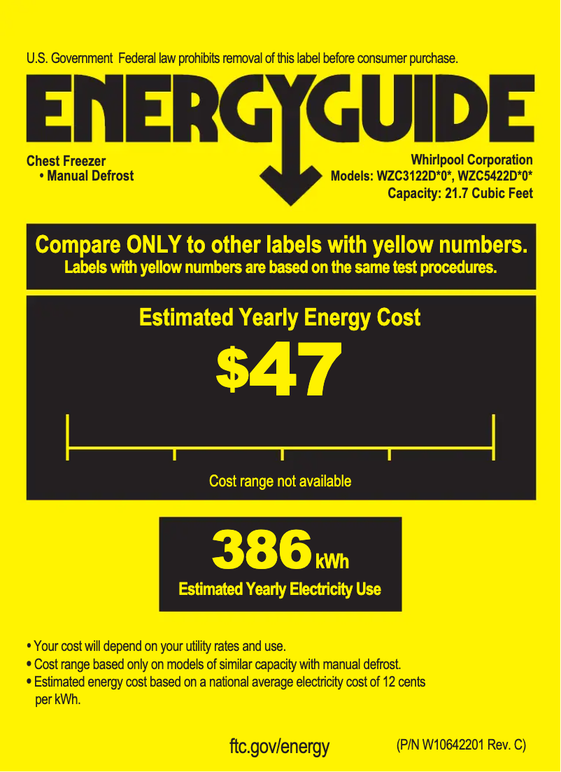 Page n°1 - Label énergétique Whirlpool WZC5422D