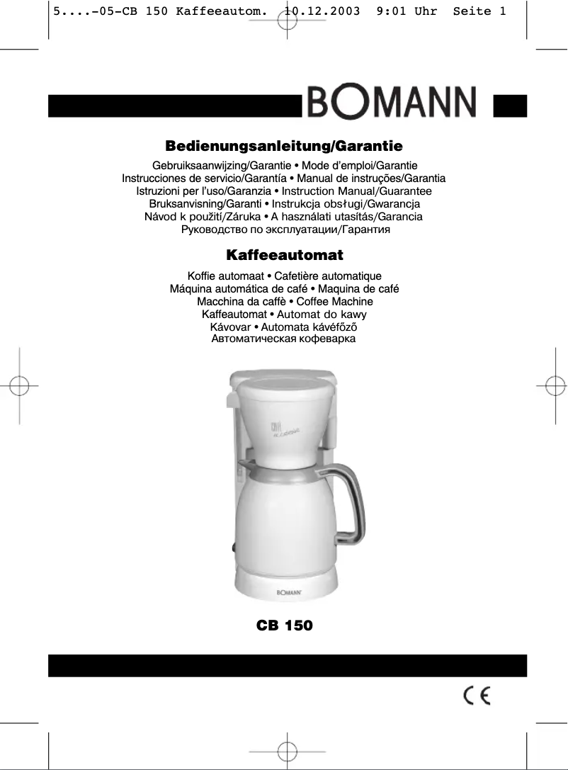 Page n°1 - Manuel utilisateur Bomann CB 150