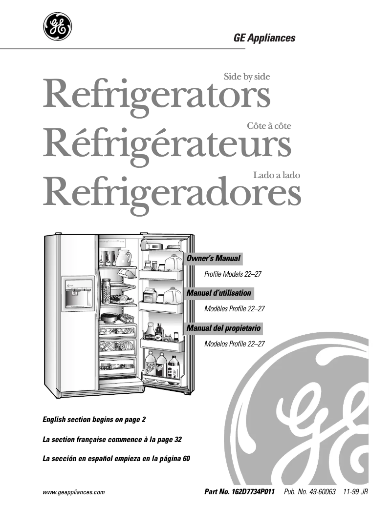 First page image of the manual for Profile TFX26PRDBB