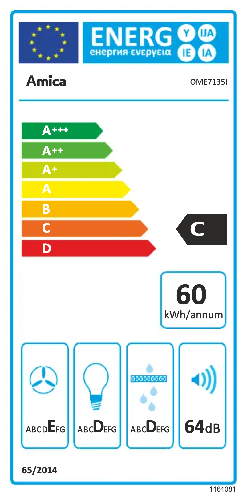 Page n°1 - Label énergétique Amica OME 7135 I