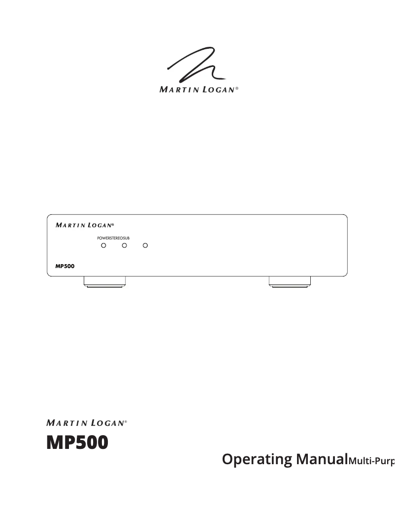 Page n°1 - Manuel utilisateur Martin Logan MP500