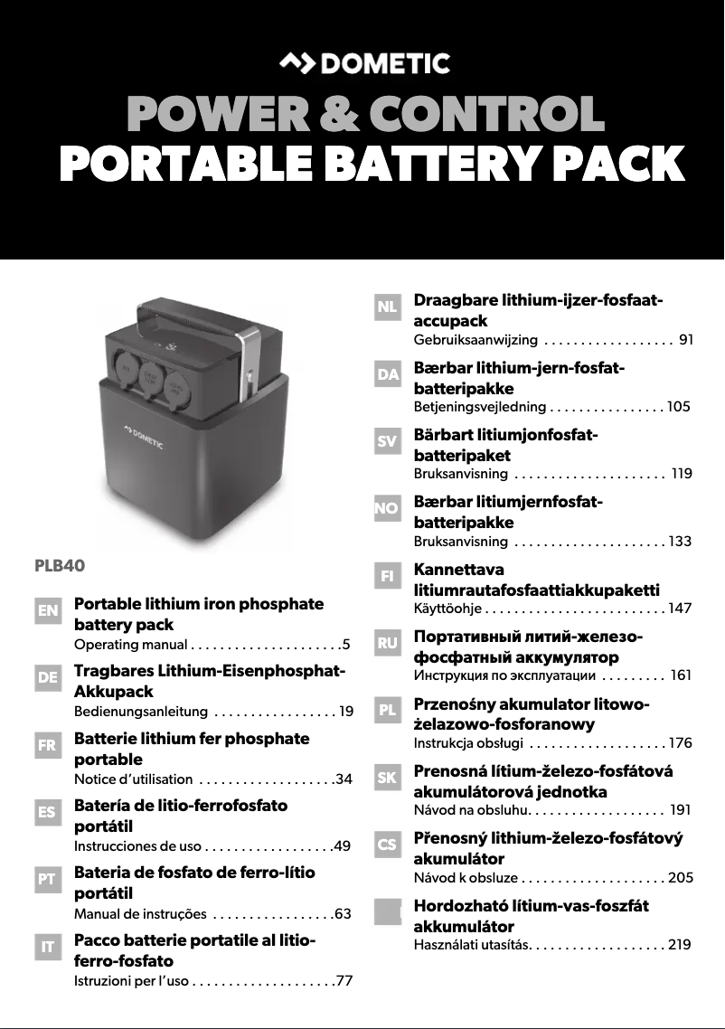Image de la première page du manuel de l'appareil PLB40