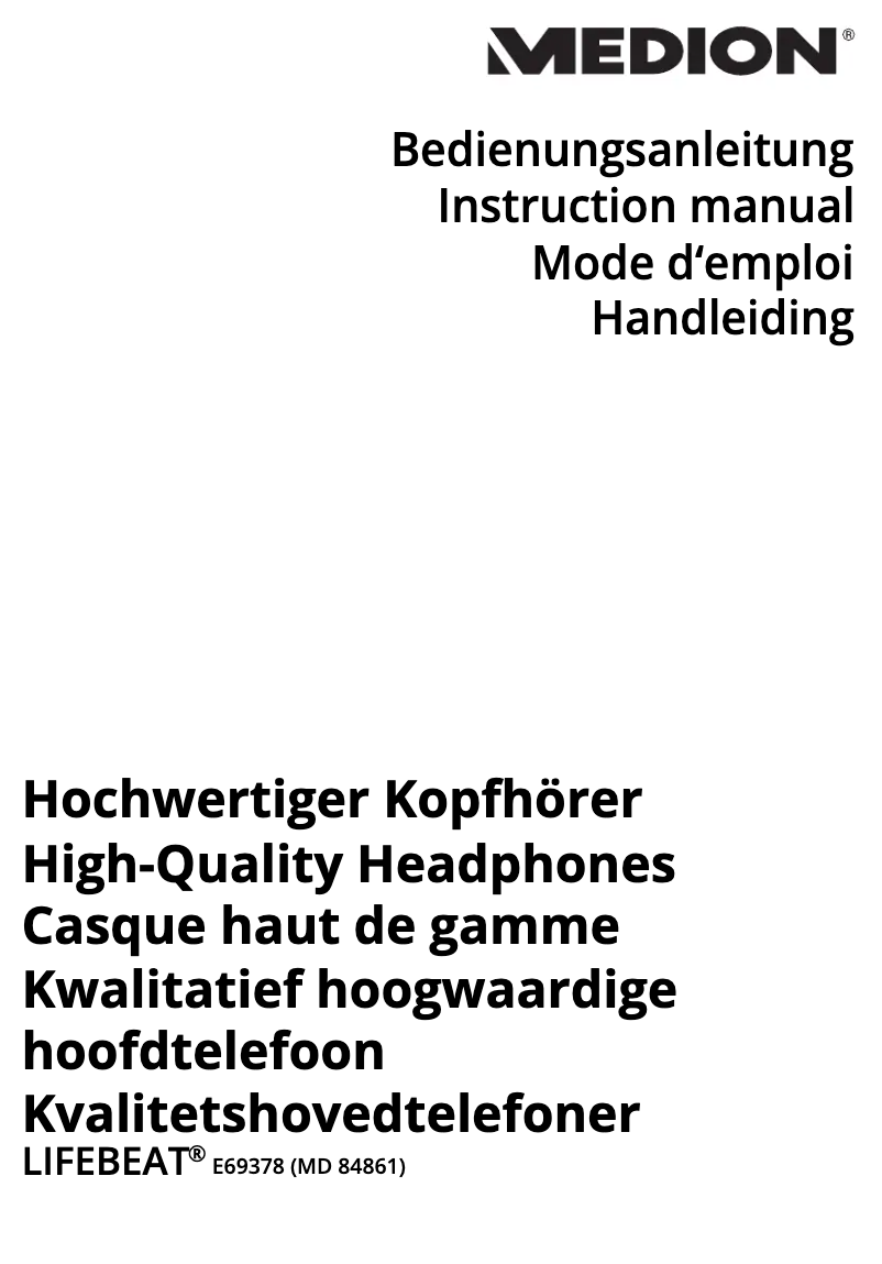 Page n°1 - Manuel utilisateur Medion LIFEBEAT E69378 (MD 84861)