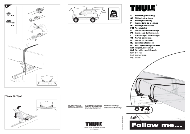Page 1 de la notice Manuel utilisateur Thule Kayak Carrier 874