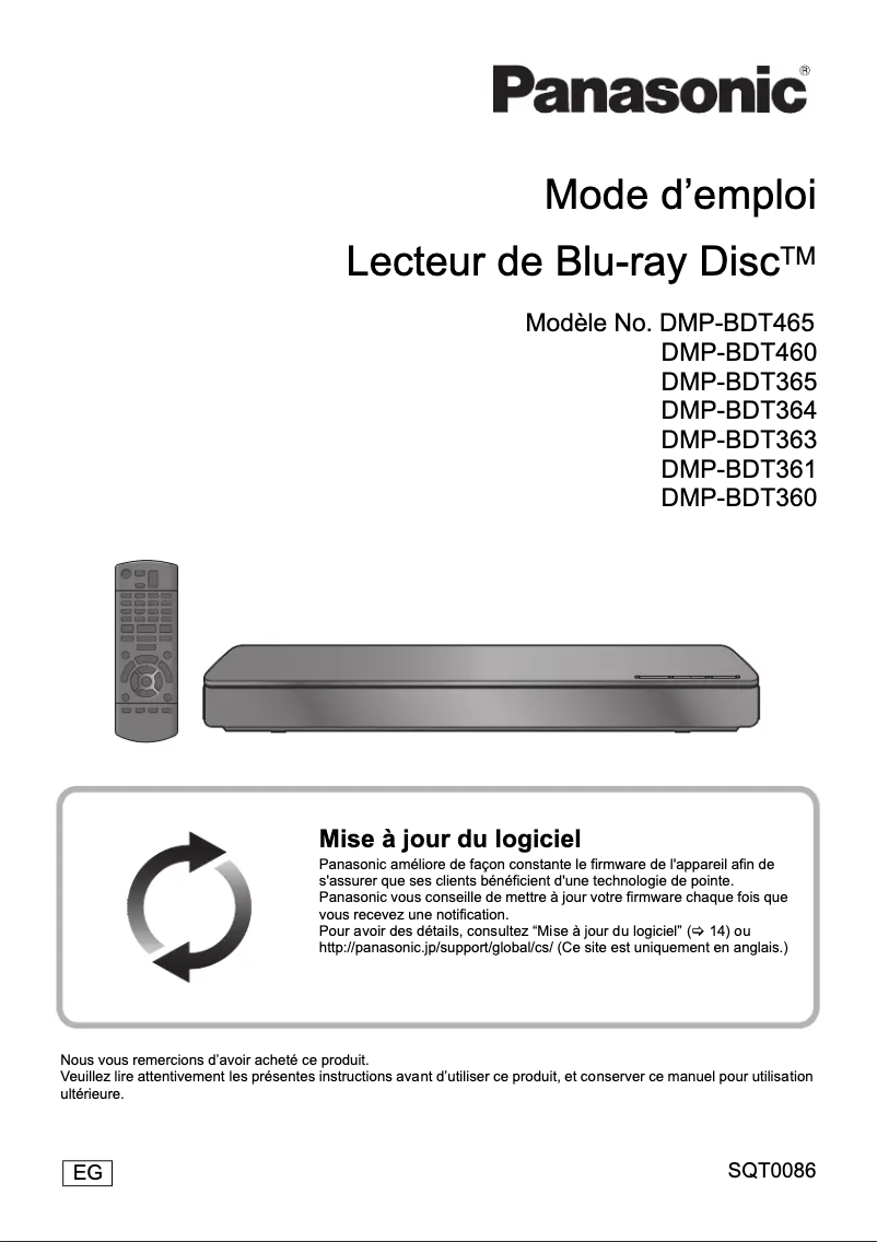 Image de la première page du manuel de l'appareil DMP-BDT365