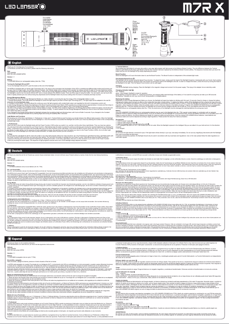 Page 1 de la notice Manuel utilisateur Ledlenser M7R X