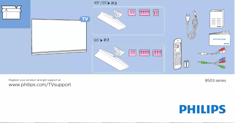 Page 1 de la notice Guide de démarrage rapide Philips 65PUS8503