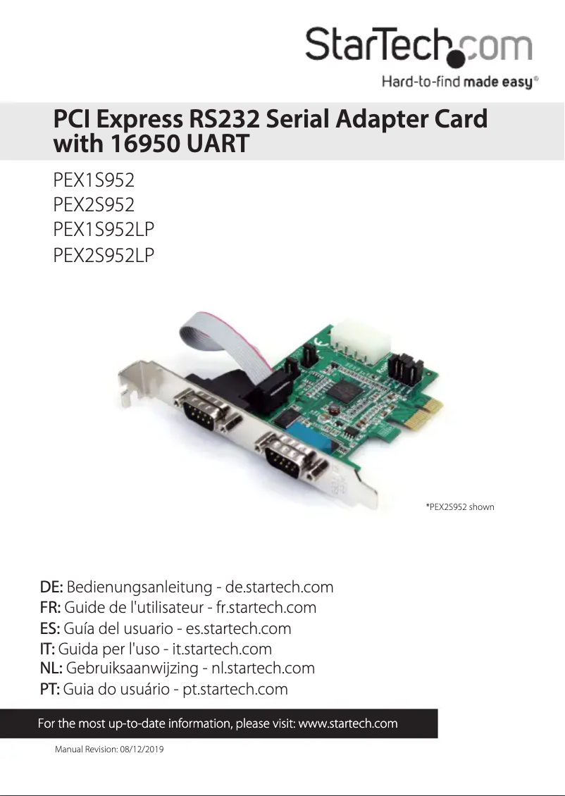 Page 1 de la notice Manuel utilisateur StarTech.com PEX2S952