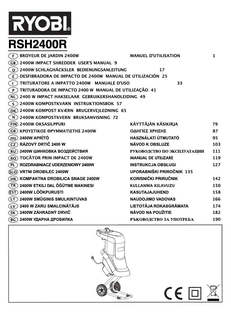 Page 1 de la notice Manuel utilisateur RYOBI RSH-2400R