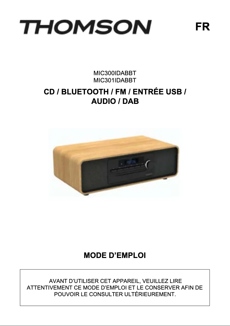Page 1 de la notice Manuel utilisateur Thomson MIC301IDABBT