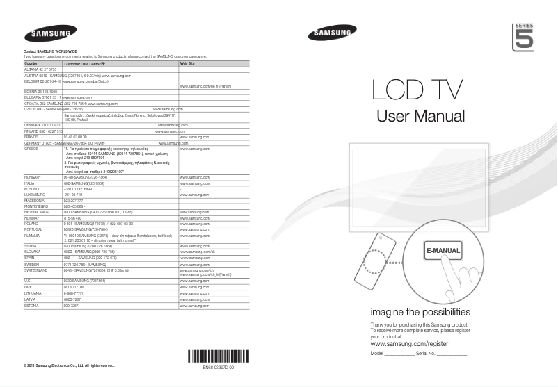 Página 1 del manual Guía de inicio rápido Samsung LE40D551K2W