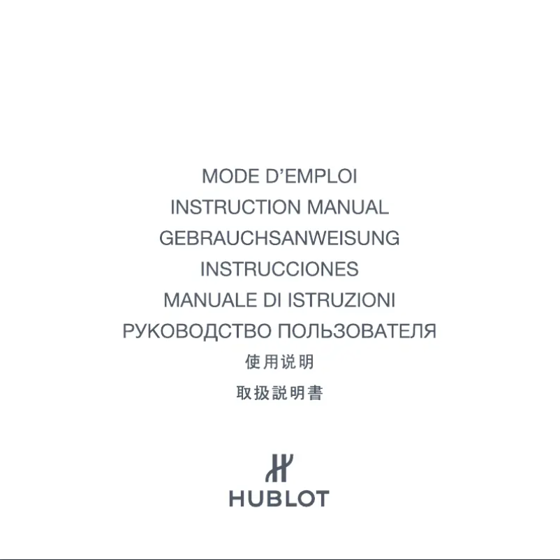 Page 1 de la notice Manuel utilisateur Hublot Big Bang One Click Italia Independent Dark Grey Velvet 465.FX.277