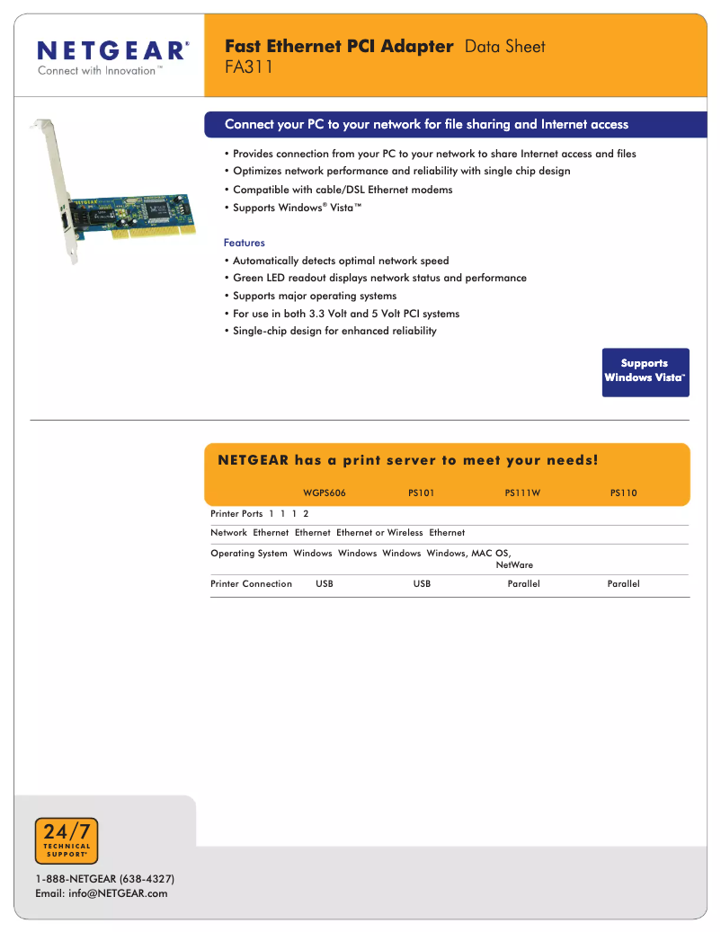 Page n°1 - Fiche technique Netgear FA311