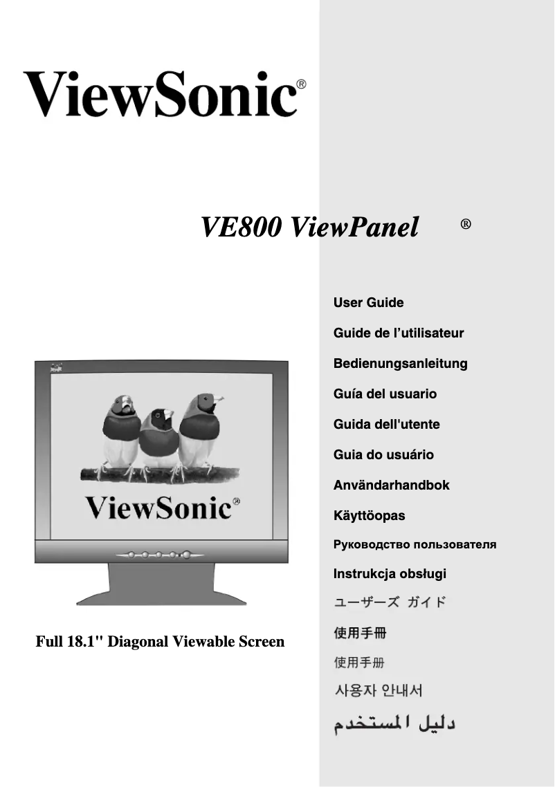 Página 1 del manual Manual de usuario Viewsonic VE800