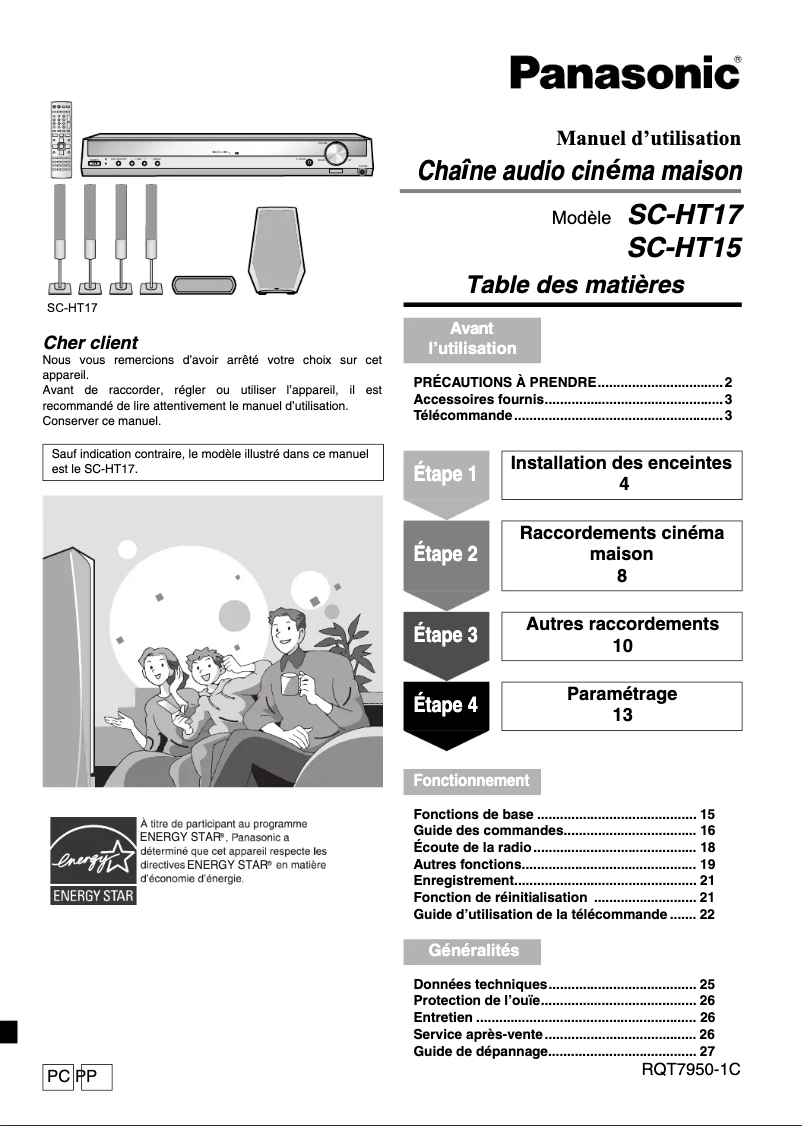 Page 1 de la notice Manuel utilisateur Panasonic SC-HT15