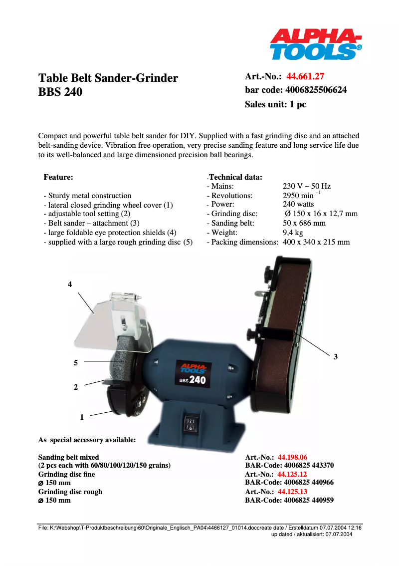 Página 1 del manual Manual de usuario Alpha Tools BBS 240