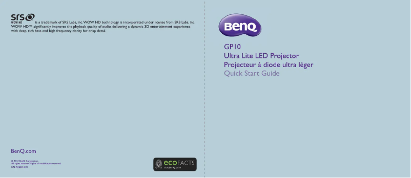 Page 1 de la notice Guide de démarrage rapide BenQ 9H.J3F77.19E