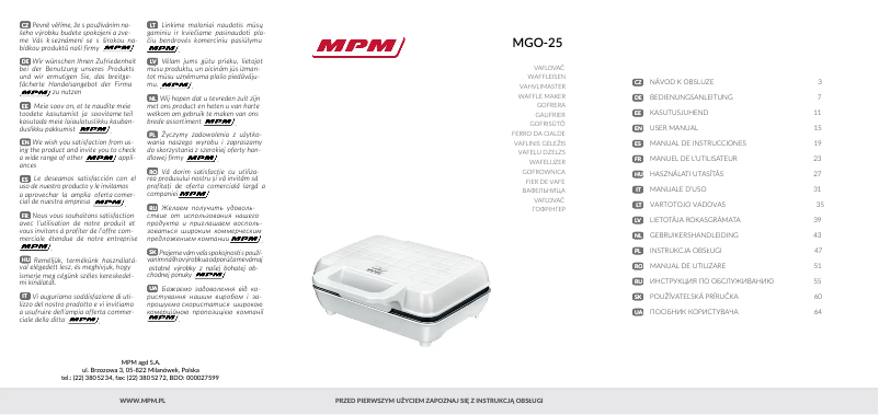 Page 1 de la notice Manuel utilisateur MPM MGO-25