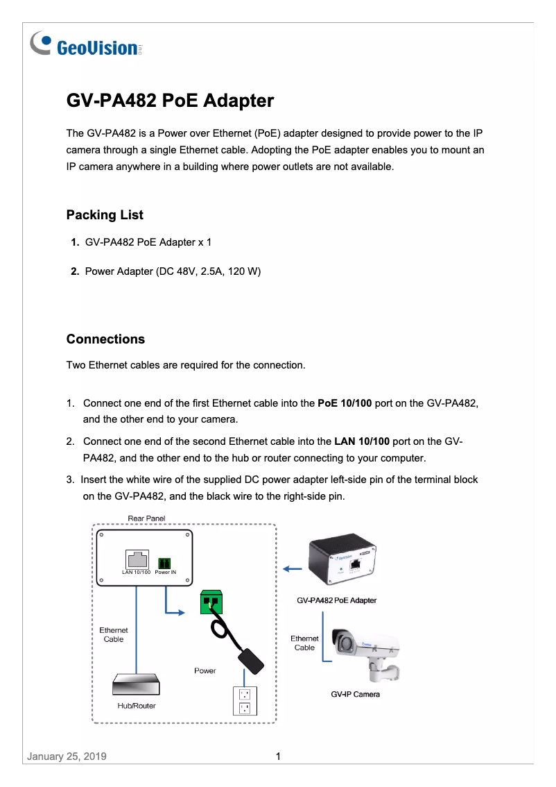 Image de la première page du manuel de l'appareil GV-PA482