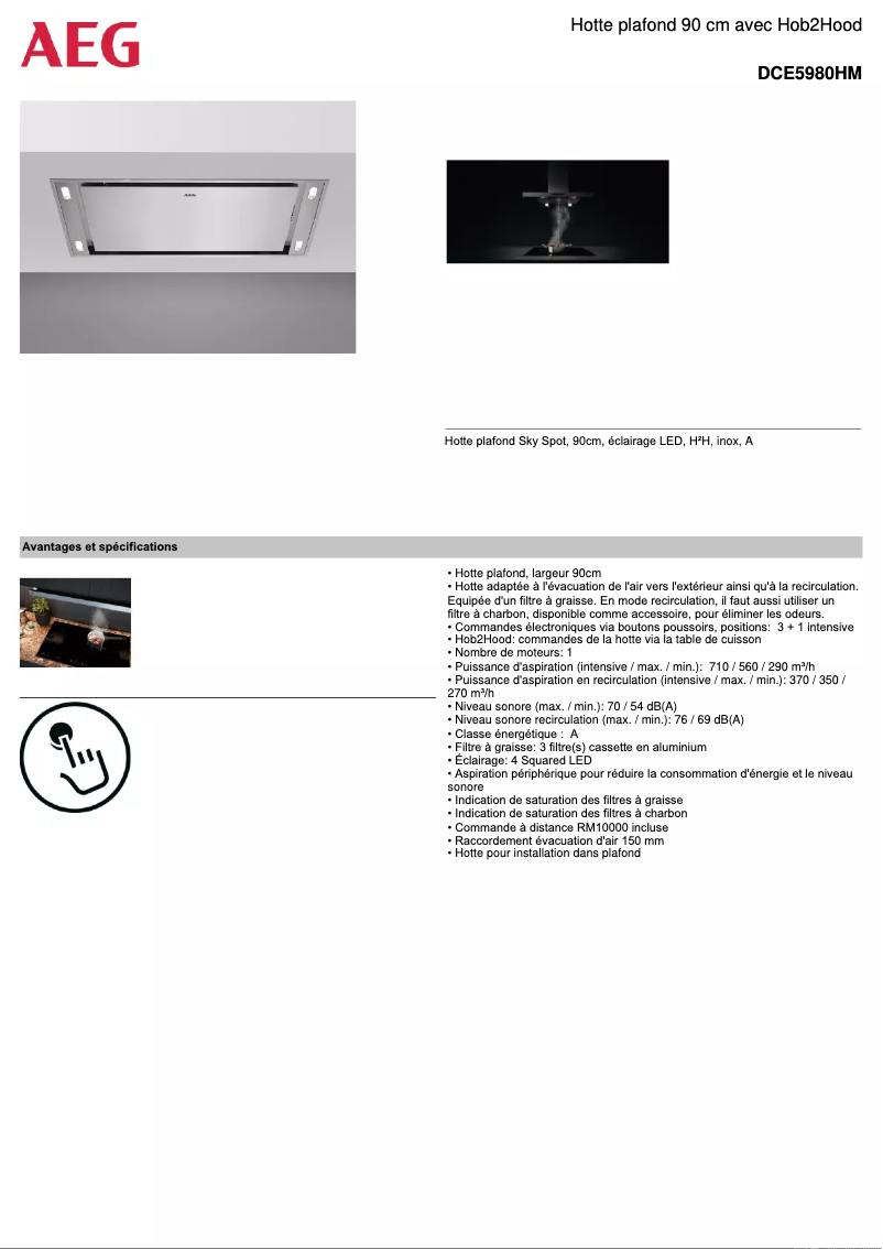 Page n°1 - Fiche technique AEG DCE5980HM