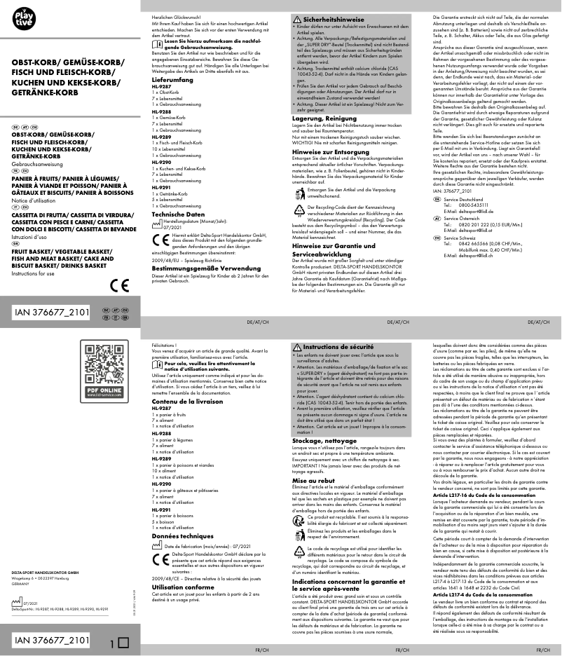 Page 1 de la notice Manuel utilisateur Playtive IAN 376677