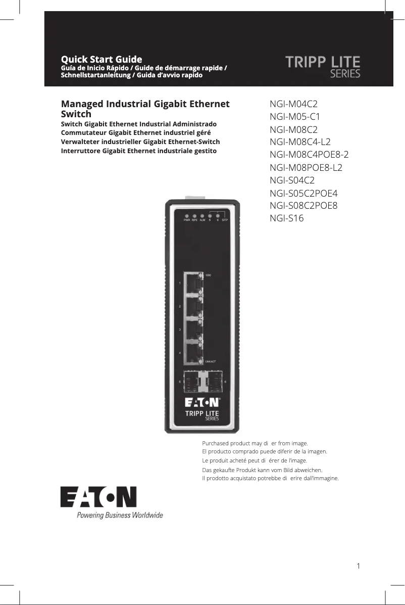 Page n°1 - Manuel utilisateur Tripp Lite NGI-M08POE8-L2