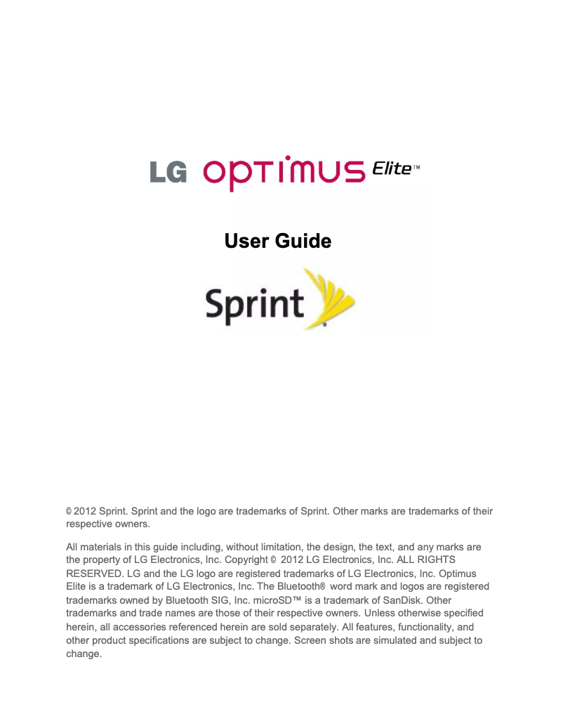 Página 1 del manual Manual de usuario LG Optimus Elite