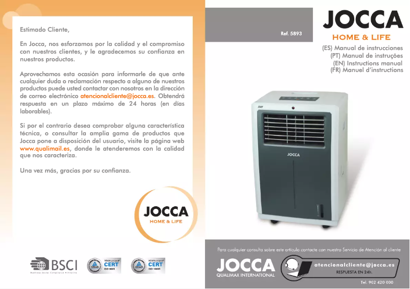 Page 1 de la notice Manuel utilisateur Jocca 5893