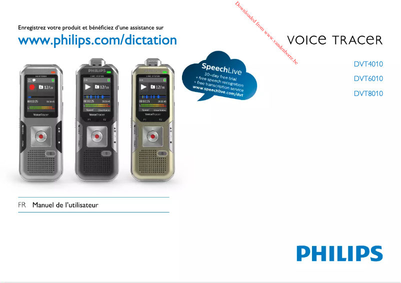 Page 1 de la notice Manuel utilisateur Philips Voice Tracer DVT6010