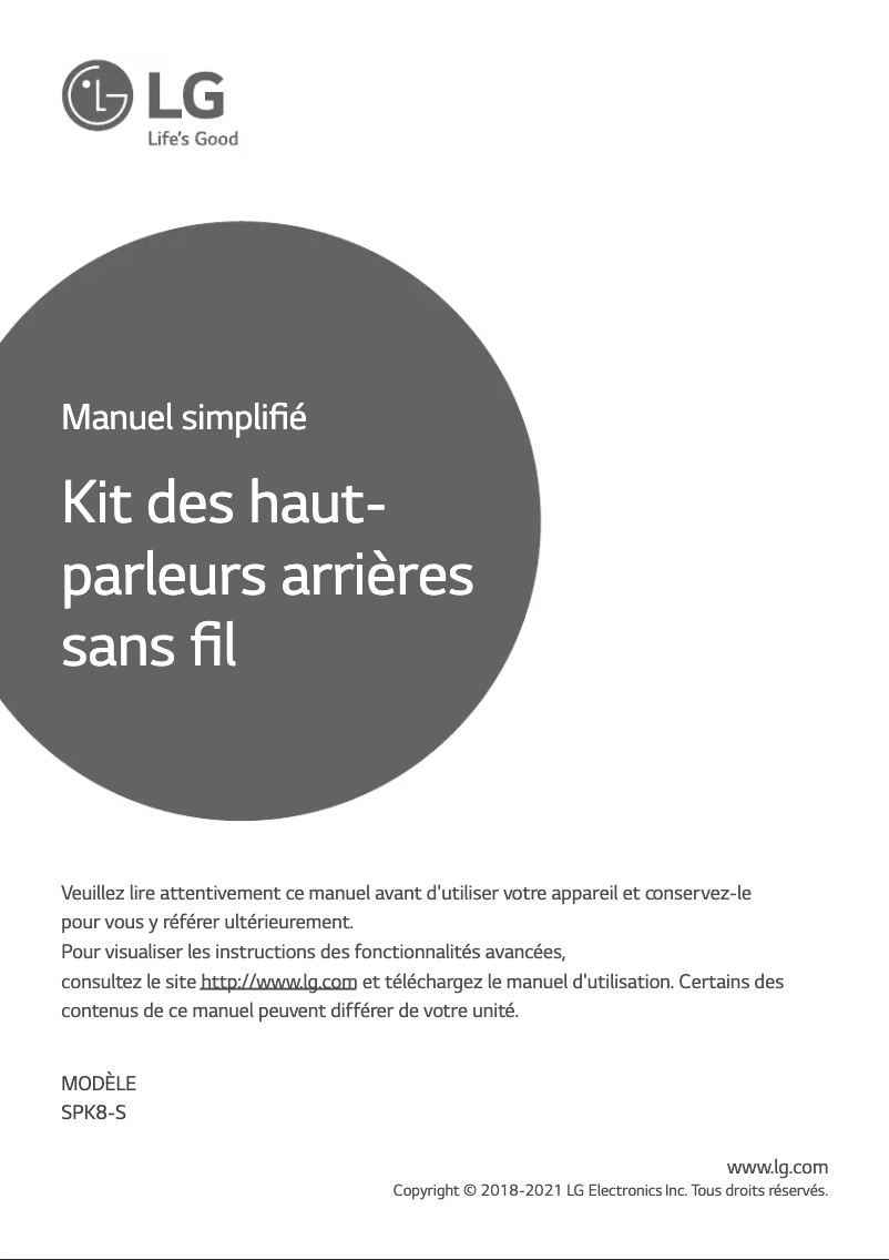 Page n°1 - Manuel utilisateur LG SPK8-S