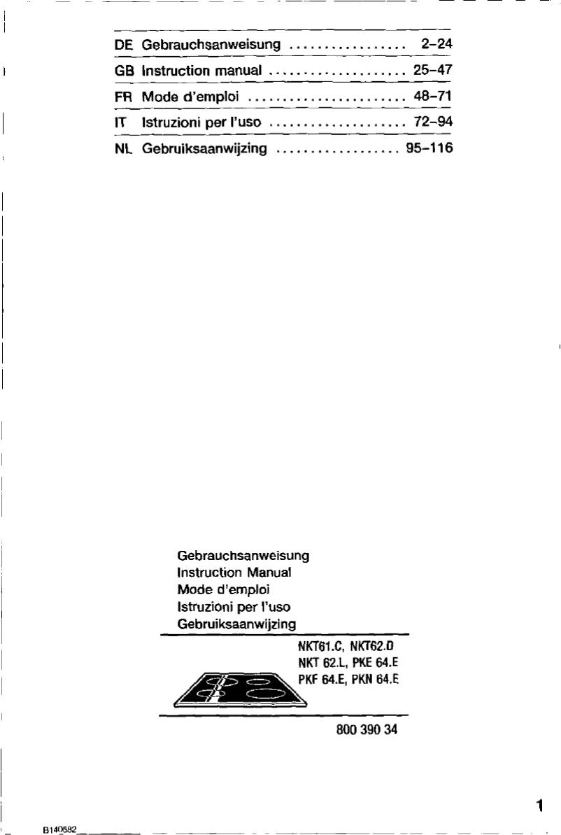 Page 1 de la notice Manuel utilisateur Bosch PKE646E