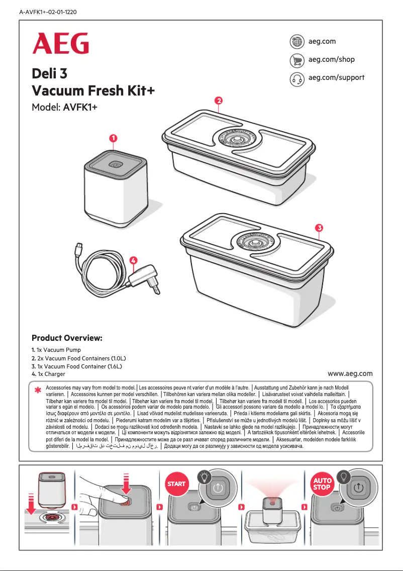 Page 1 de la notice Manuel utilisateur AEG AVFK1+