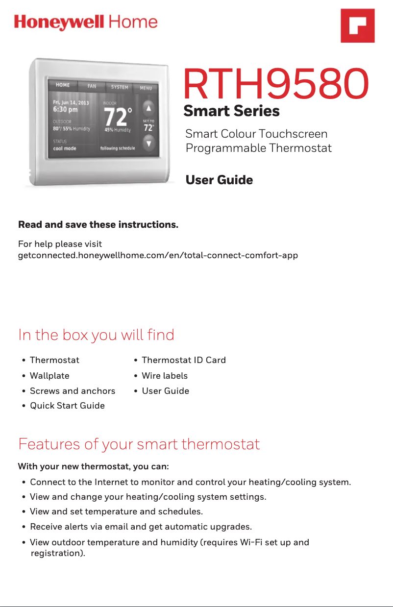 Image de la première page du manuel de l'appareil RTH9580WF1005/U1