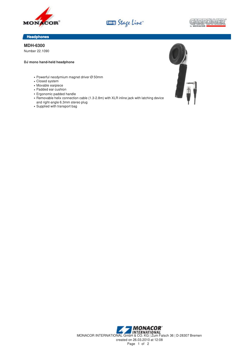 Image de la première page du manuel de l'appareil MDH-6300