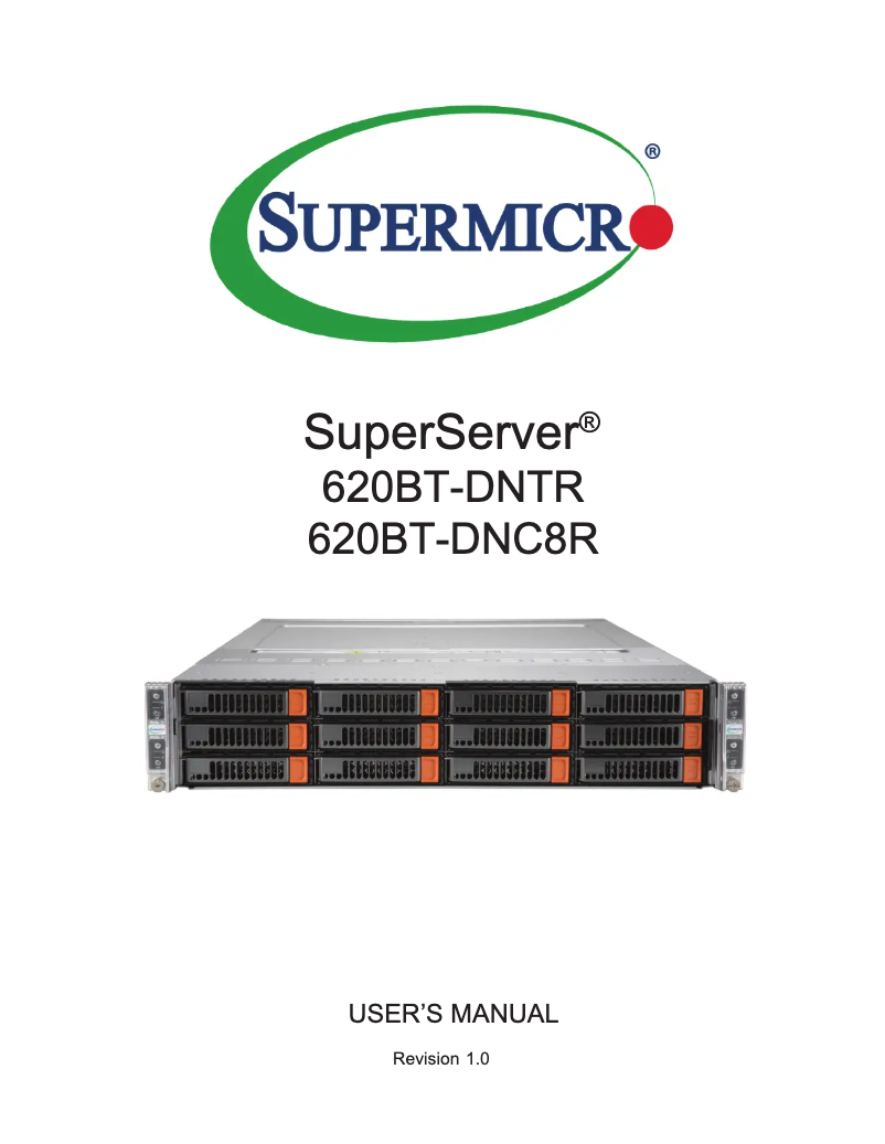 Page 1 de la notice Manuel utilisateur Supermicro SuperServer SYS-620BT-DNC8R
