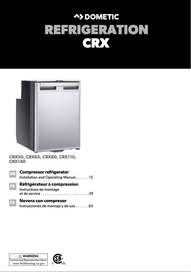 Página 1 del manual Manual de usuario Dometic CRX 50