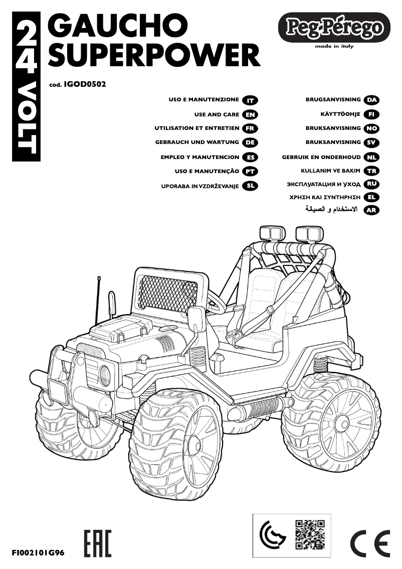 Page 1 de la notice Manuel utilisateur Peg Perego Gaucho Superpower