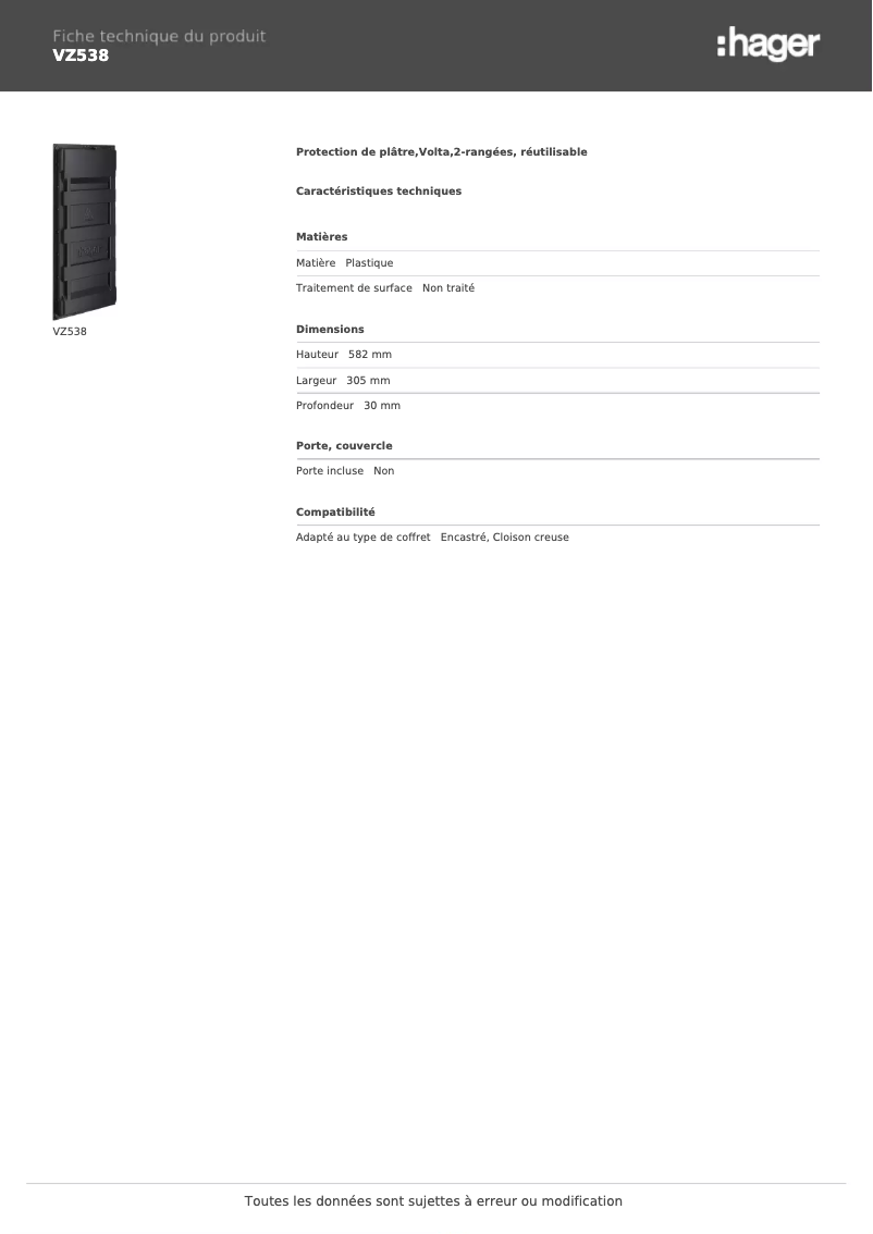 Image de la première page du manuel de l'appareil VZ538