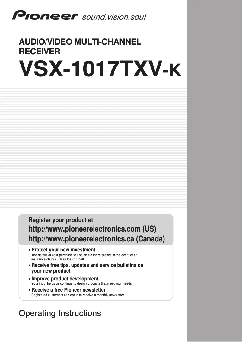 Image de la première page du manuel de l'appareil VSX-1017TXV-k