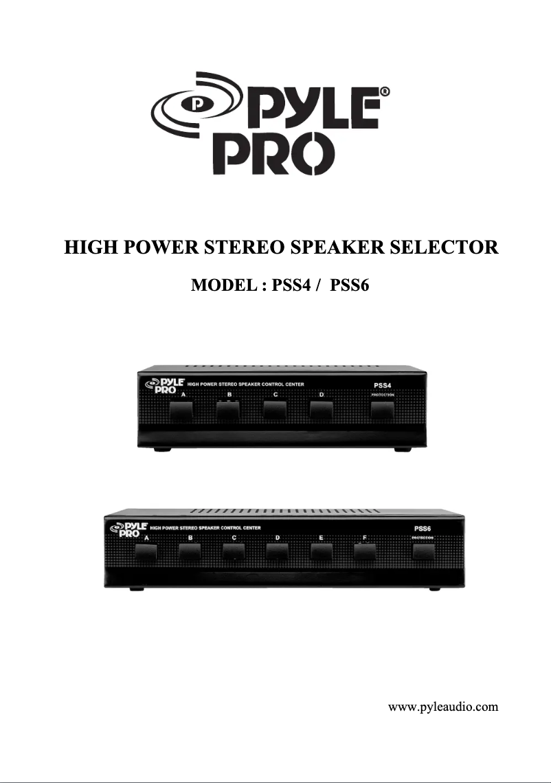 Page 1 de la notice Manuel utilisateur Pyle PSS6