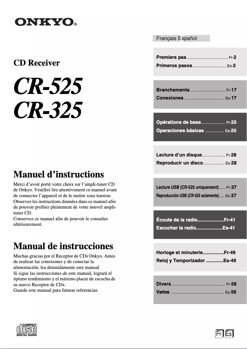 Image de la première page du manuel de l'appareil CS-325