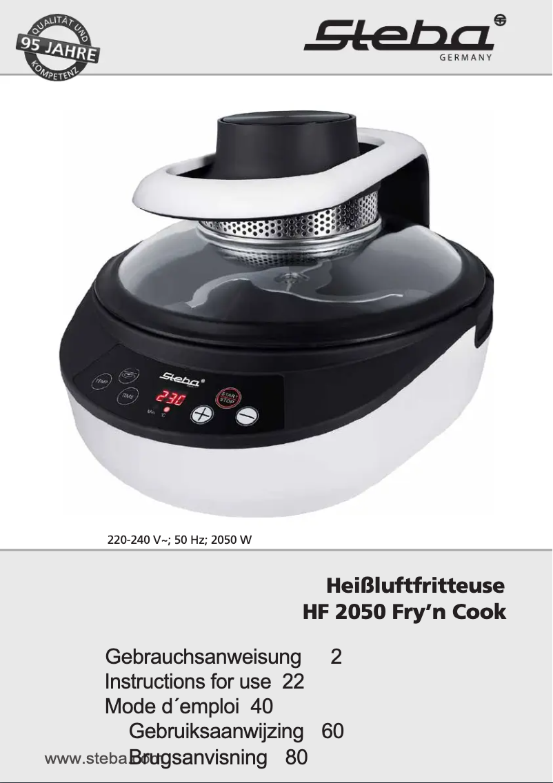 Page n°1 - Manuel utilisateur Steba HF 2050 Fry'n Cook