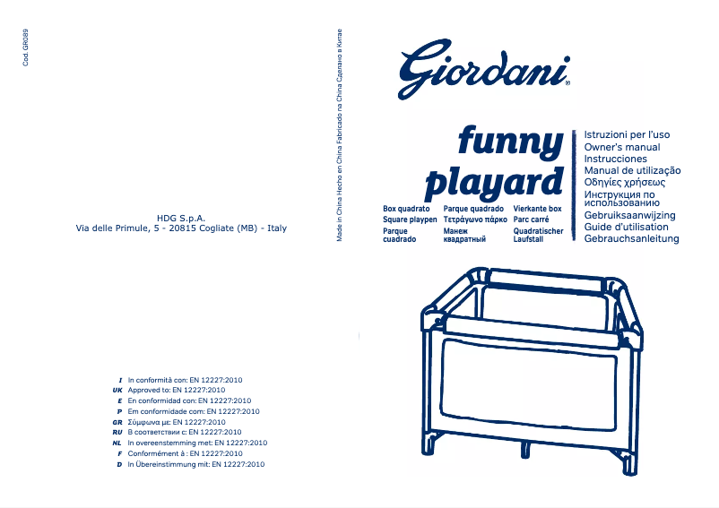 Page 1 de la notice Manuel utilisateur Giordani Funny Playard